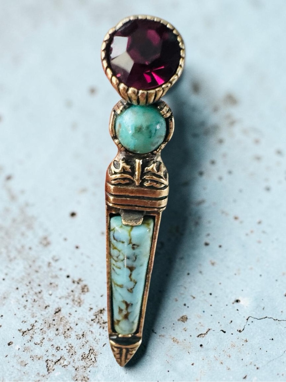 Turquoise and Garnet Accent Statement Ring - Women Jewelry